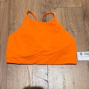 Lululemon Flow Y wrap-front High-neck Bright Orange sports bra